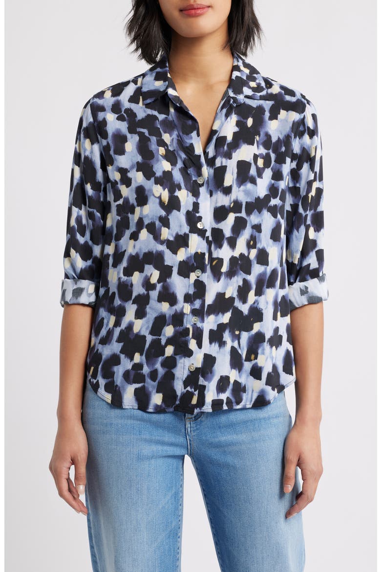 Classic Button-Up Shirt, Main, color, INDIGO LIGHTS