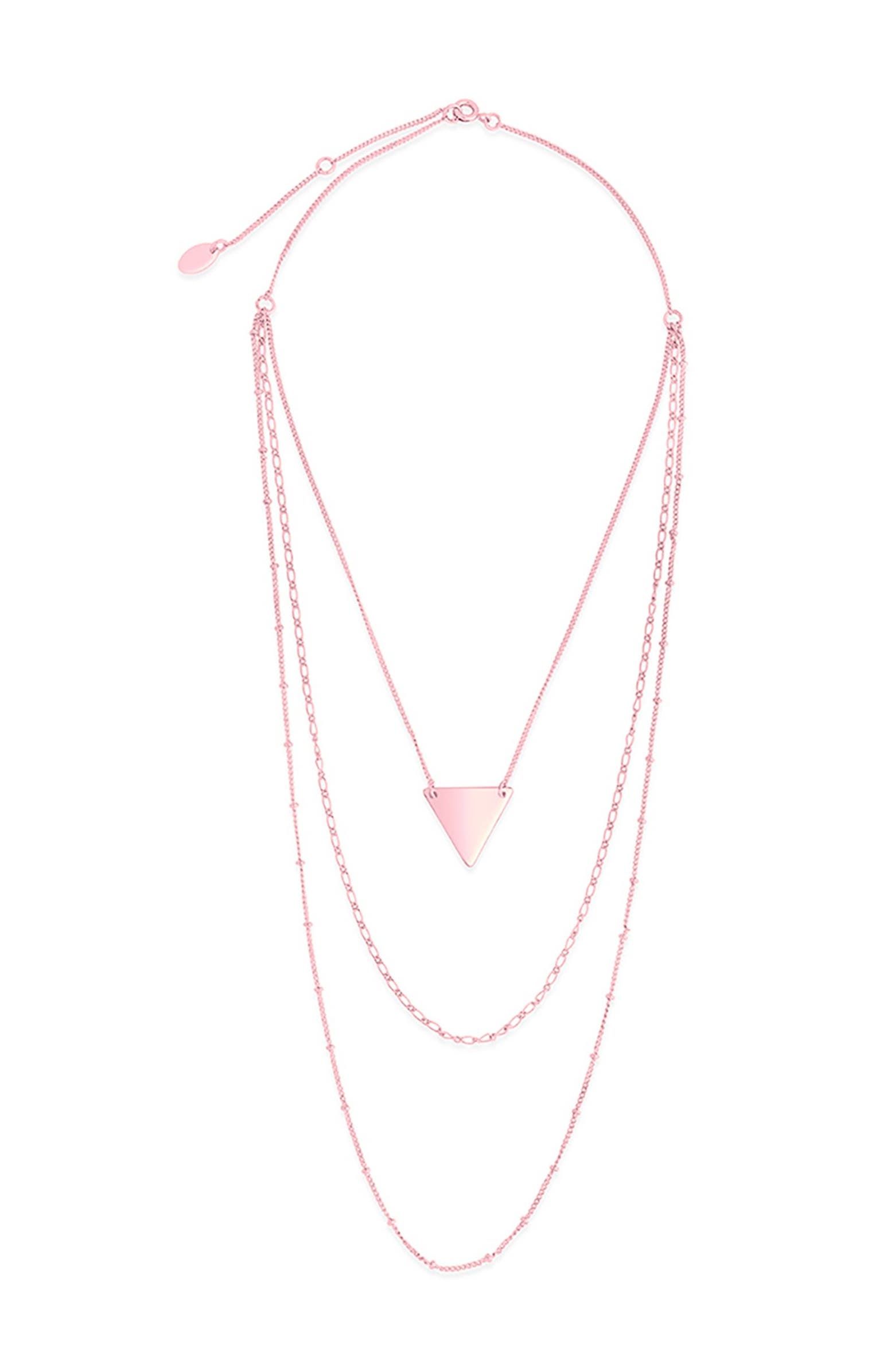 Sterling Forever Rose Gold Plated Triple Chain Layered Triangle ...