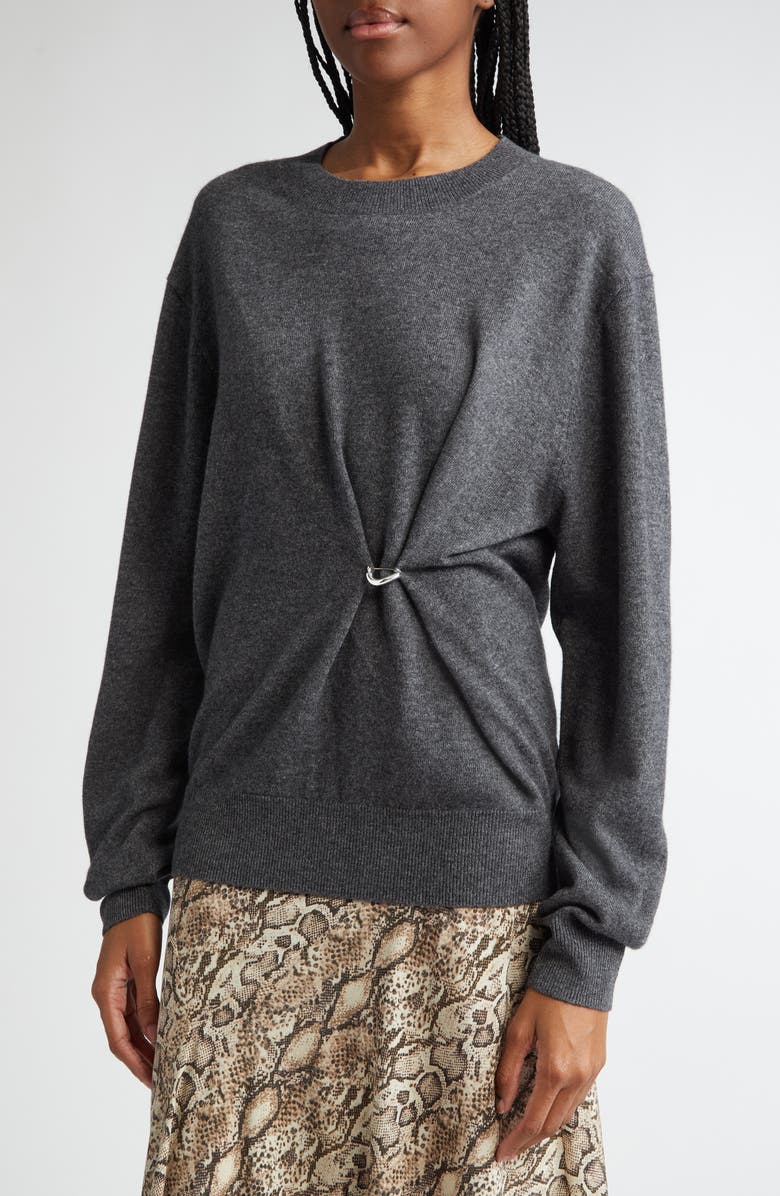 Isabel Marant Ilaria Twisted Merino Wool & Cashmere Sweater, Alternate, color, Anthracite