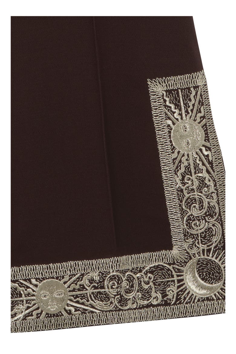 Cropped Embroidered Wool Silk Flared Trousers, Alternate, color, Charred brown