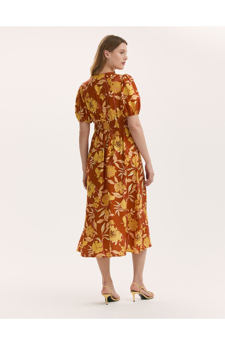 Finery London Addison Floral Crepe Midi Dress, Alternate, color, Brown Floral