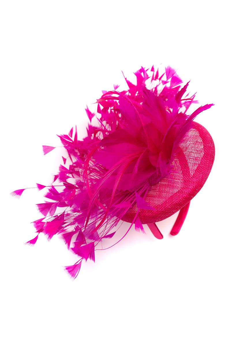 Collection XIIX Large Feather Fascinator, Alternate, color, Fuchsia