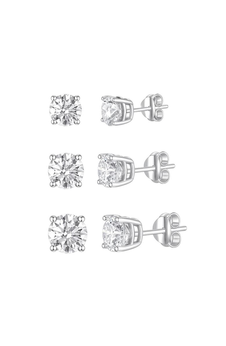 Donatello Gian Set Of 3 Sterling Silver Round Stud Earrings, Main, color, Silver