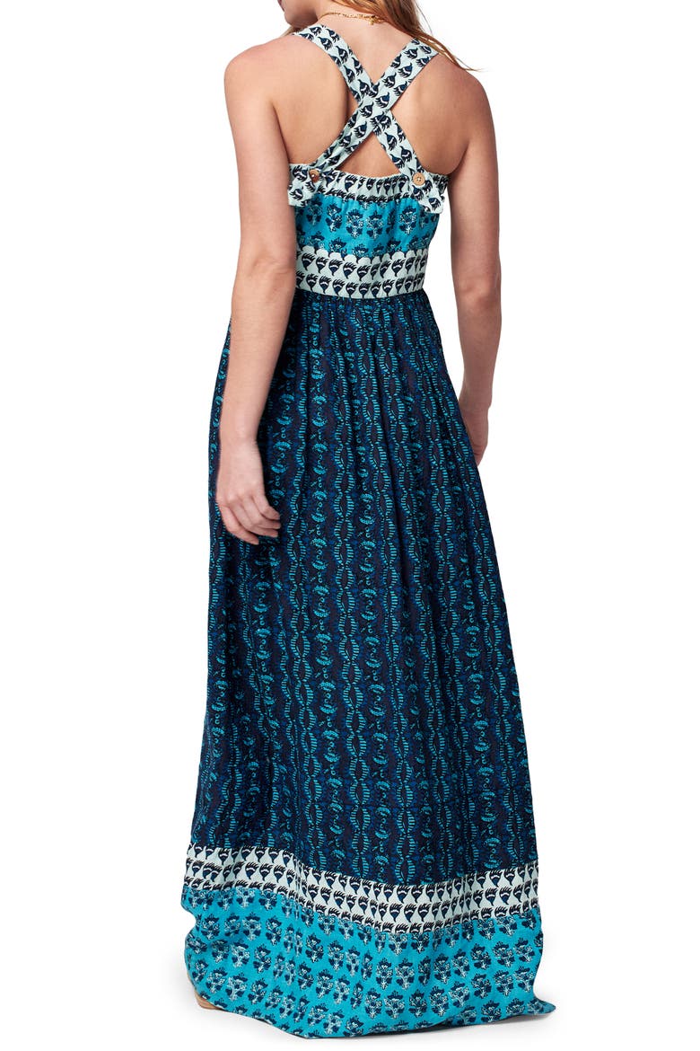 Gracie Linen Maxi Dress, Alternate, color, BLUE BALI BLOOM