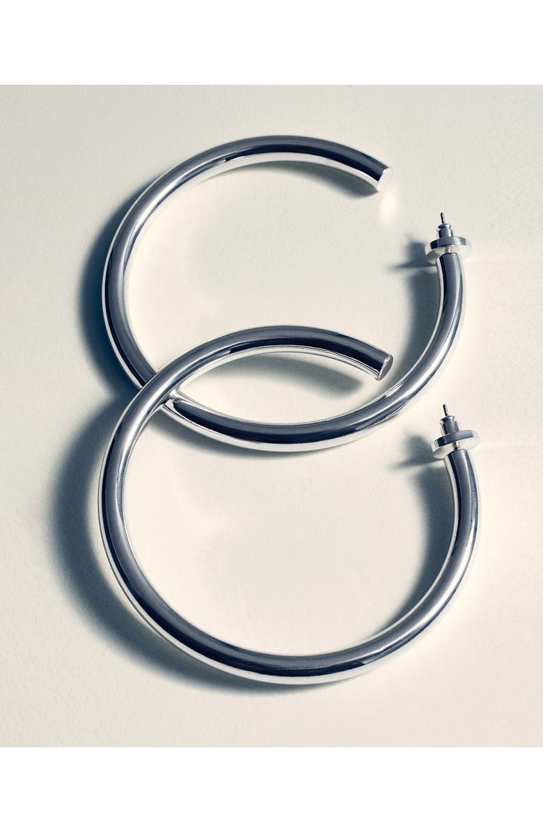 MANGO x Kaia Gerber Thick Hoop Earrings, Alternate, color, Silver