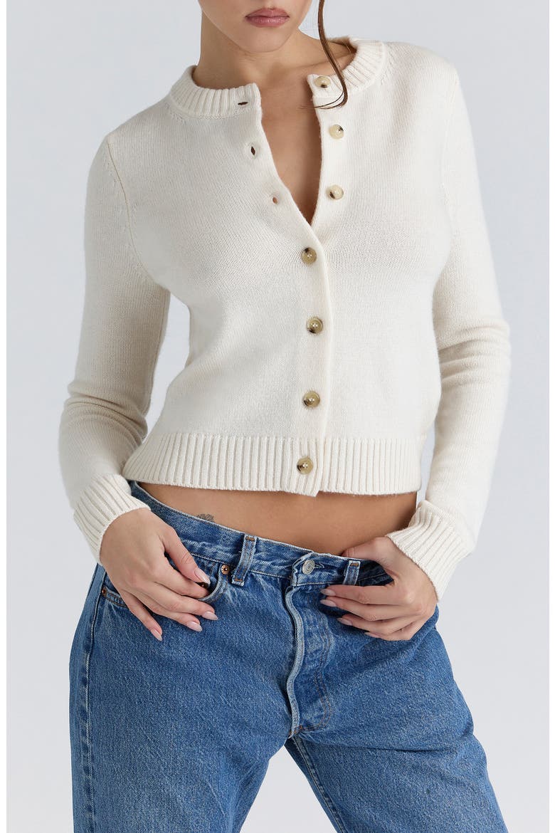 Signature Merino Wool & Cashmere Cardigan, Main, color, CREAM