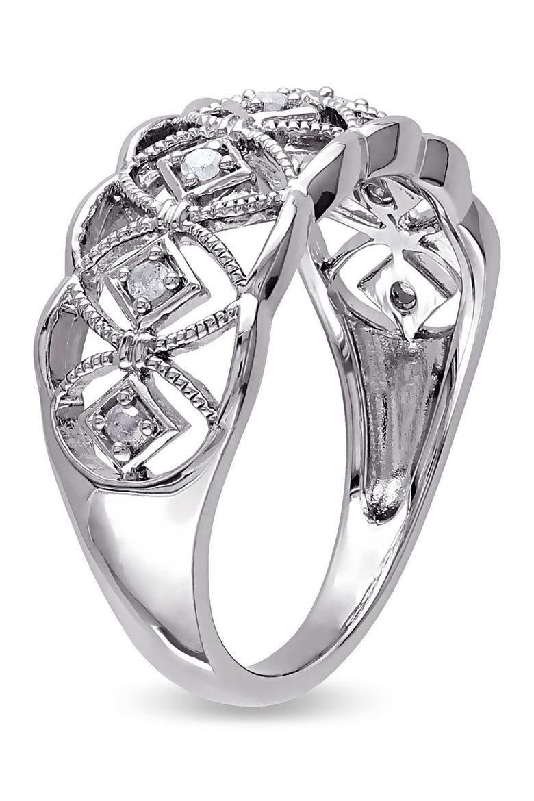 Sterling Silver Diamond Cutout Ring - 0.10ct., Alternate, color, SILVER