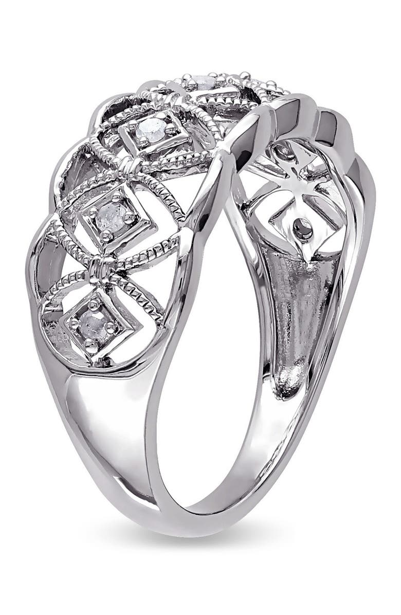 DELMAR Sterling Silver Diamond Cutout Ring - 0.10ct., Alternate, color, Silver