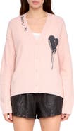 Zadig & Voltaire Mikyz Heart Appliqué Cashmere V-Neck Cardigan