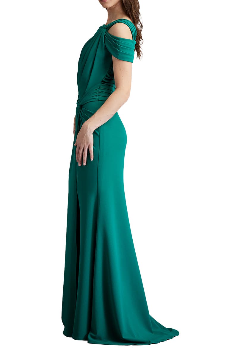Tadashi Shoji Asymmetric Neck Pleated Gown, Alternate, color, 