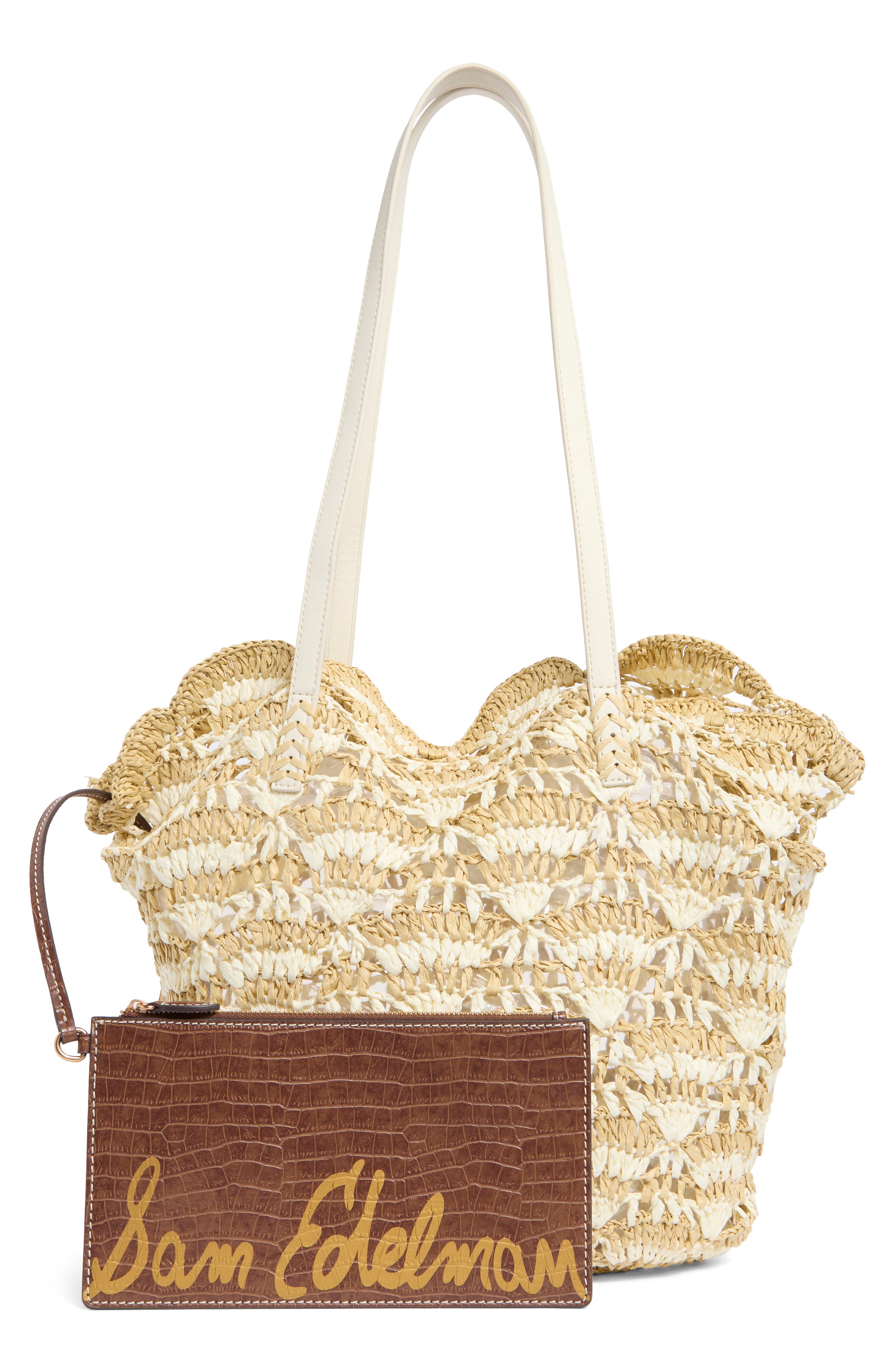 Sam Edelman Laylah Raffia Tote, Alternate, color, Ivory
