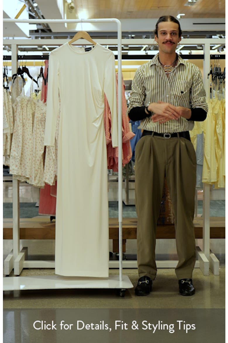 Long Sleeve Jersey Ruched Maxi Dress video