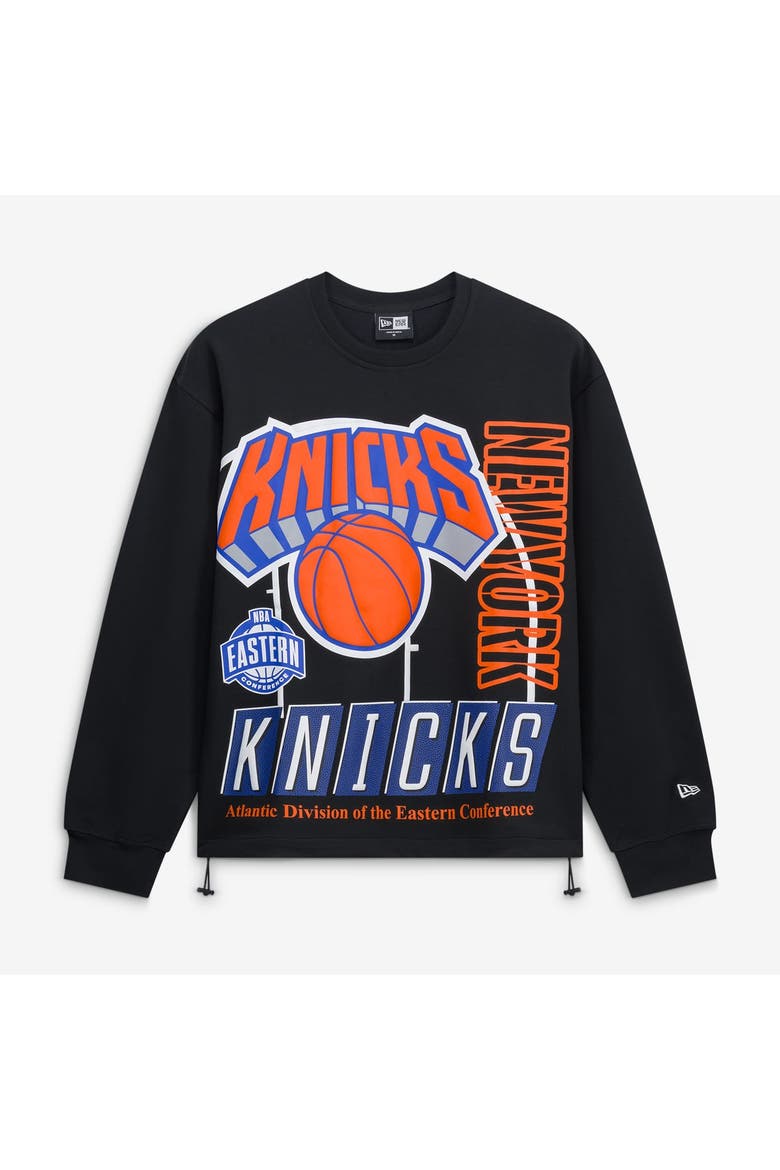 Men's New Era  Black New York Knicks Leisure Collection Stretch Fleece Sweatshirt, Main, color, Black