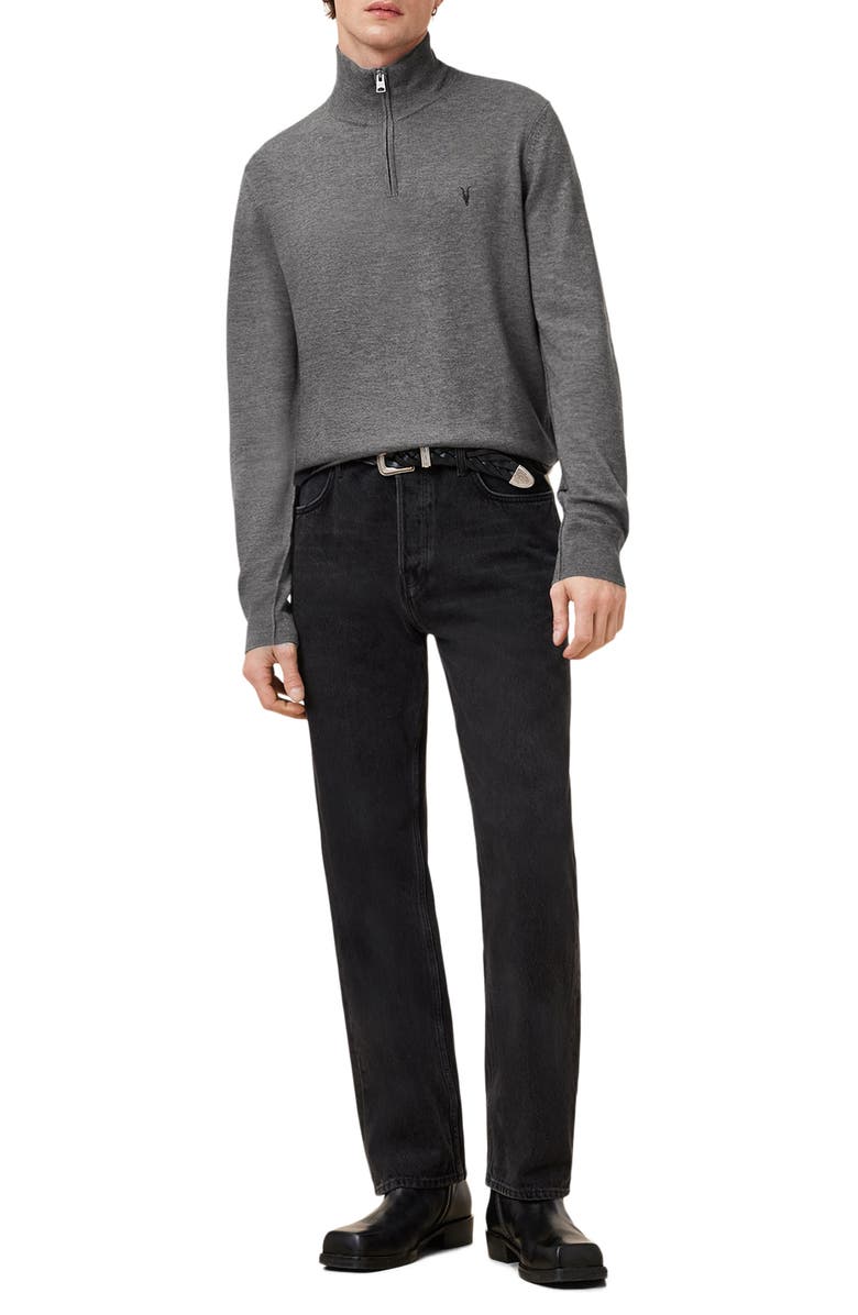 AllSaints Kilburn Mock Neck Wool Blend Quarter Zip Sweater, Alternate, color, 