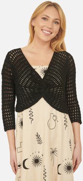 Yumi Crochet Cotton Twisted Bolero Cardigan