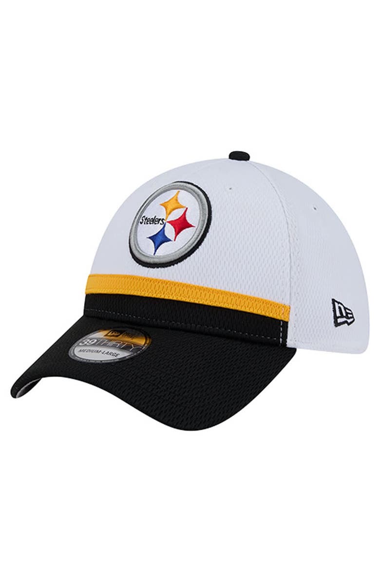 New Era Men
s New Era  White/Black Pittsburgh Steelers Dashmark Rays 39THIRTY Flex Hat, Main, color, White
