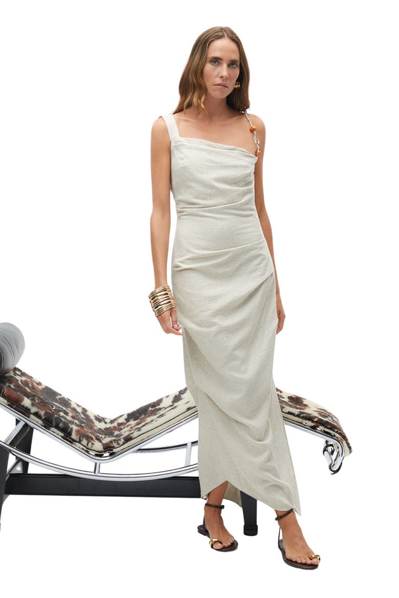 Long Dress with Accessory Strap, Alternate, color, Beige