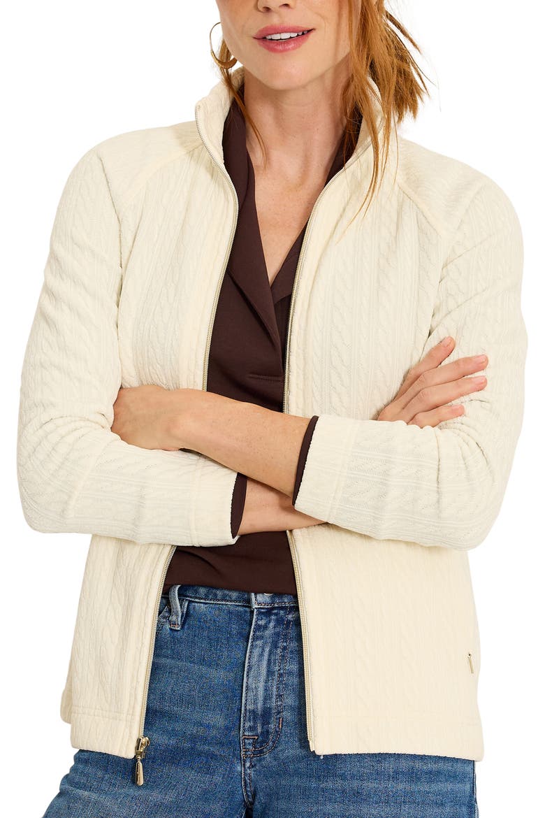 Aruba Cozy Cable Full Zip Sweatshirt, Main, color, COCONUT