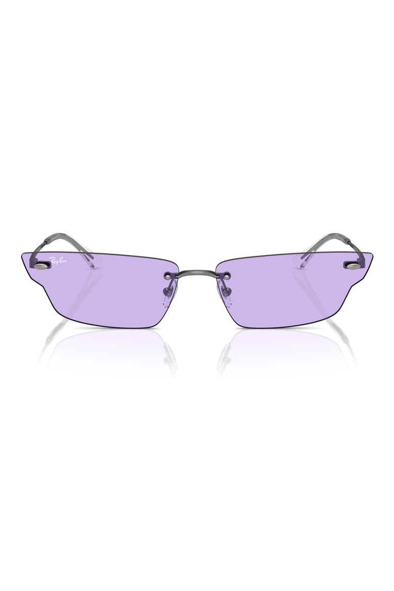 63mm Frameless Butterfly Sunglasses, Alternate, color, GUNMETAL