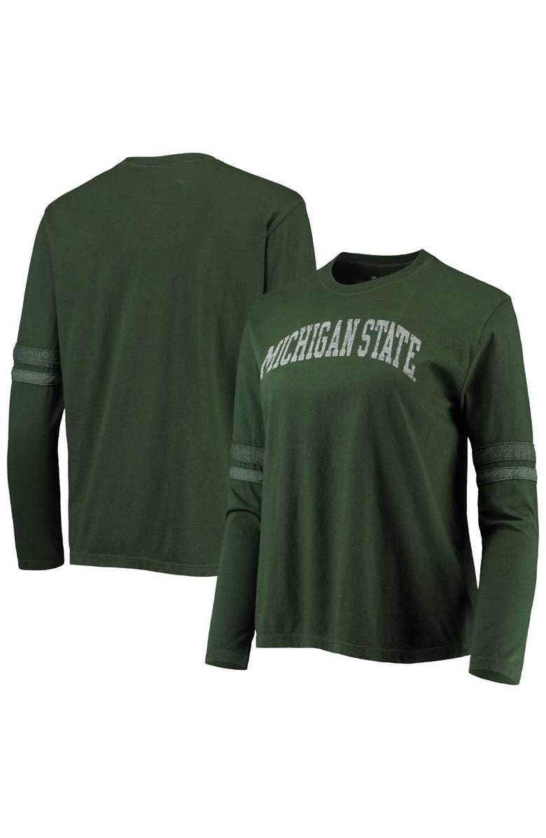 Retro Brand Women's Original Retro Brand Green Michigan State Spartans Vault Vintage Stripe Long Sleeve T-Shirt, Alternate, color, 