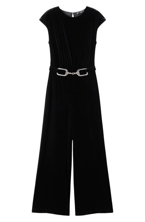 Belted Velvet Jumpsuit (Regular & Plus)