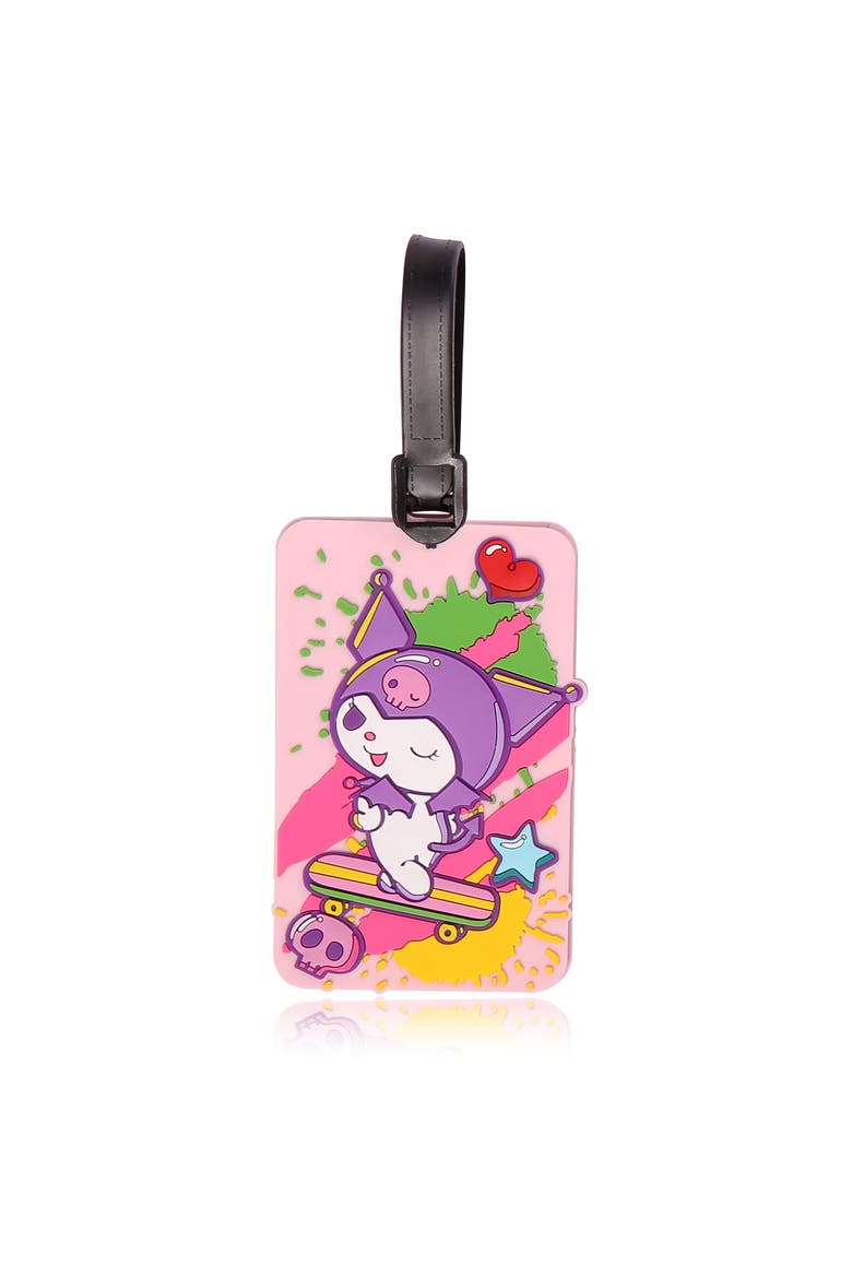 4-Piece Luggage Tag Set, Alternate, color, purple, pink, red