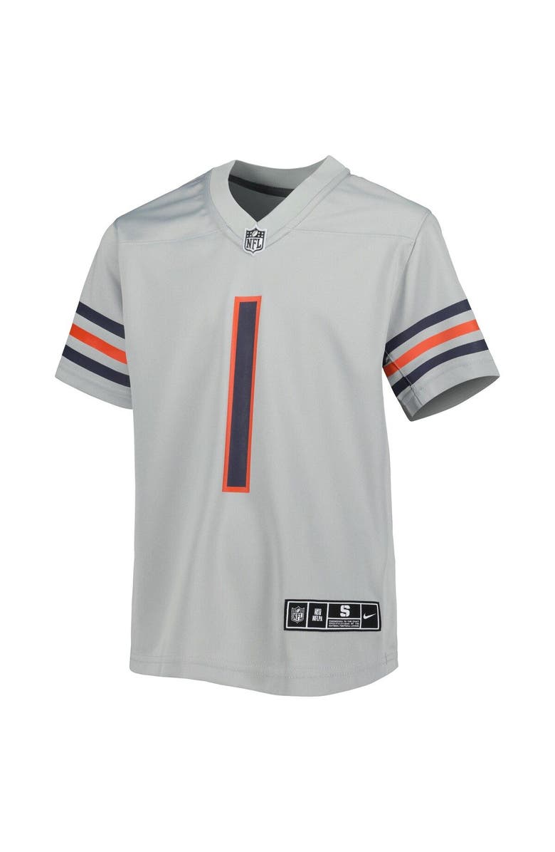 Nike Youth Nike Justin Fields Gray Chicago Bears Inverted Game Jersey, Alternate, color, 