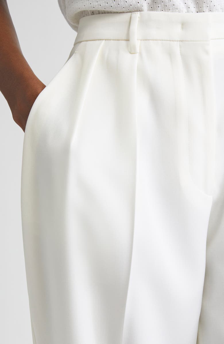 Altuzarra Emmett Pleated Merino Wool Tapered Leg Pants, Alternate, color, Ivory