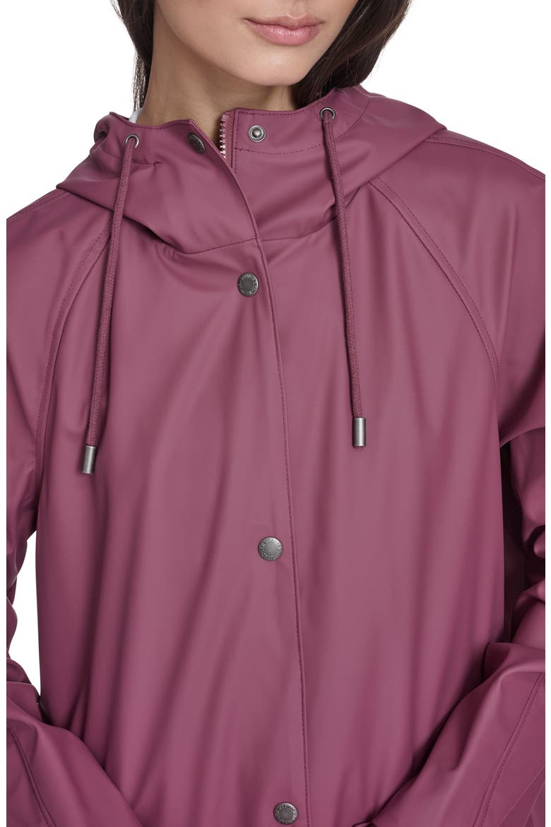 Water Resistant Hooded Long Rain Jacket, Alternate, color, BERRY