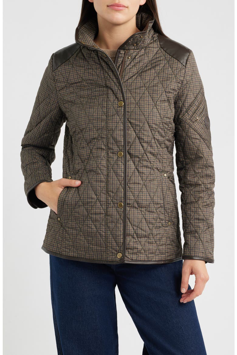 Houndstooth Quilted Barn Jacket, Main, color, FOREST BLACK MINI CHECK