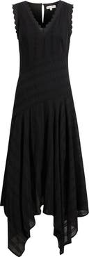 MOON RIVER Eyelet Asymmetric Cotton Midi Dress