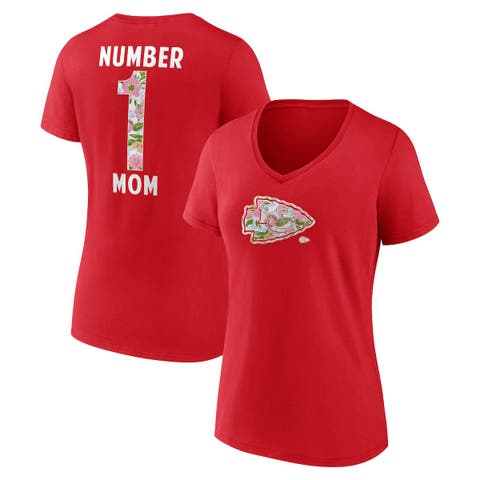 Women's Fanatics  Red Kansas City Chiefs Plus Size Mother's Day Floral V-Neck T-Shirt