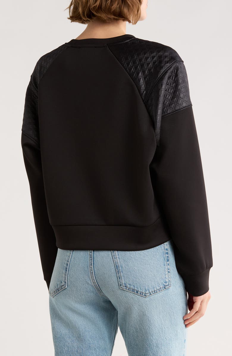 DKNY Asymmetrical Zip Quilted Sleeve Pullover, Alternate, color, Black/ Black