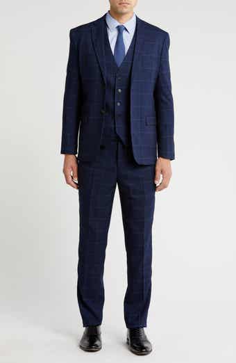 Gino Vitale Slim Fit 3-Piece Blue Check Suit