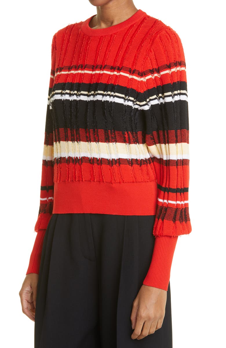 Proenza Schouler Stripe Fil Coupé Crop Sweater, Alternate, color, 