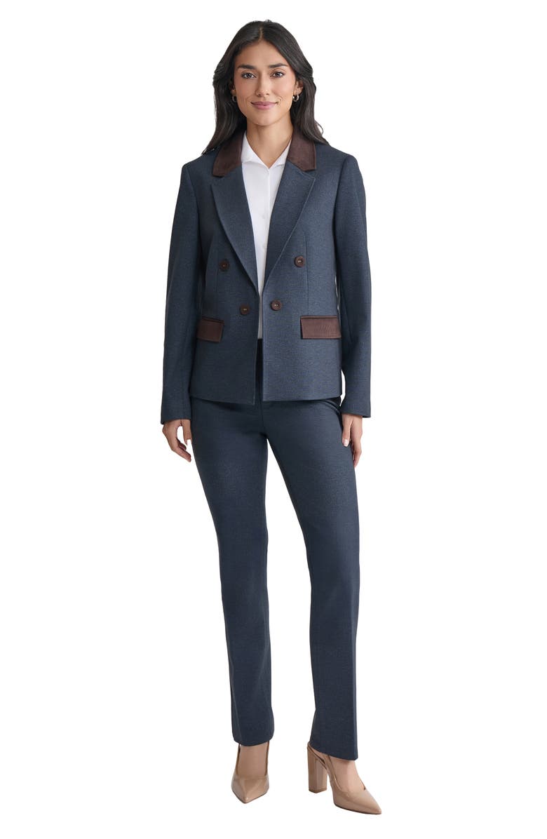 Jones New York Faux Suede Detail Jacket, Alternate, color, Pacific Navy Multi