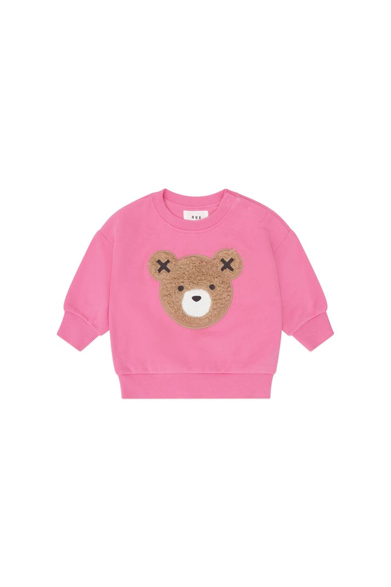 Furry Huxbear Sweatshirt Girls, Main, color, Strawberry