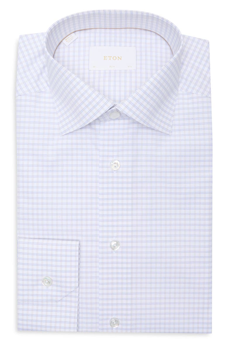 Slim Fit Check Supima® Cotton Dress Shirt, Alternate, color, LIGHT BLUE