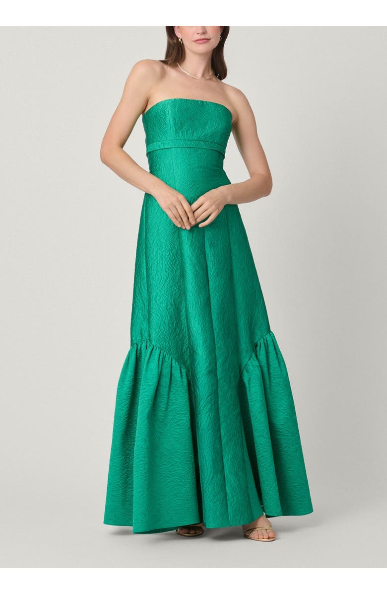 Shoshanna Midnight Nia Emerald Jacquard Dress, Main, color, Emerald