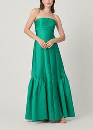 Shoshanna Midnight Nia Emerald Jacquard Dress