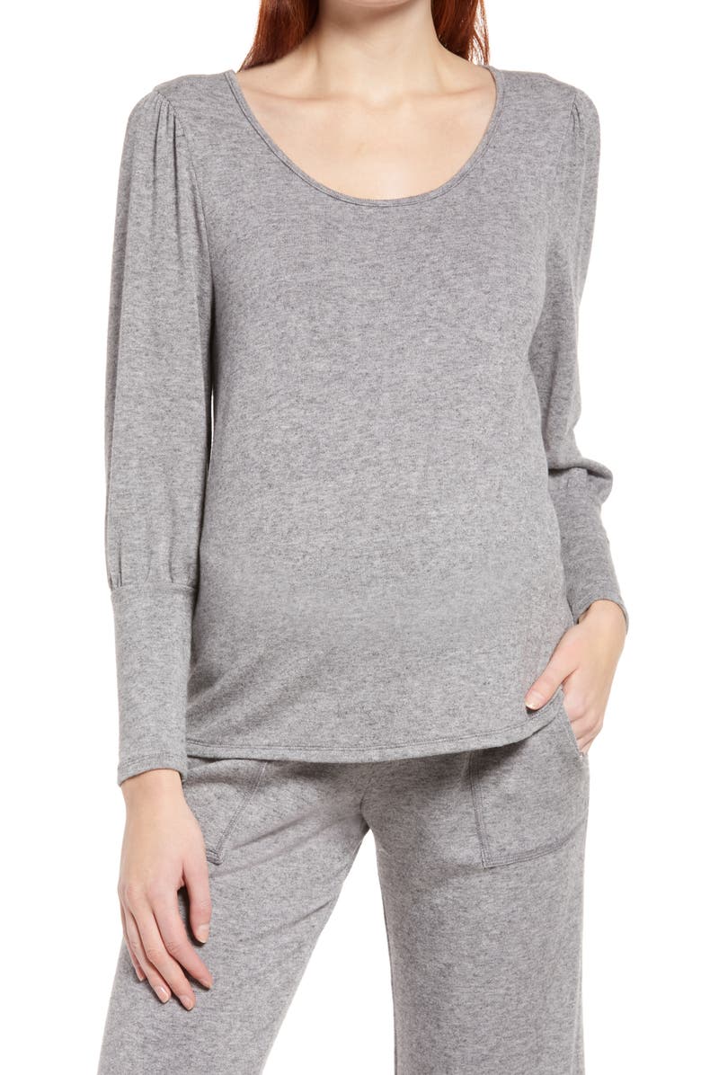 Maternal America Scoop Neck Maternity Top, Main, color, Heather Charcoal
