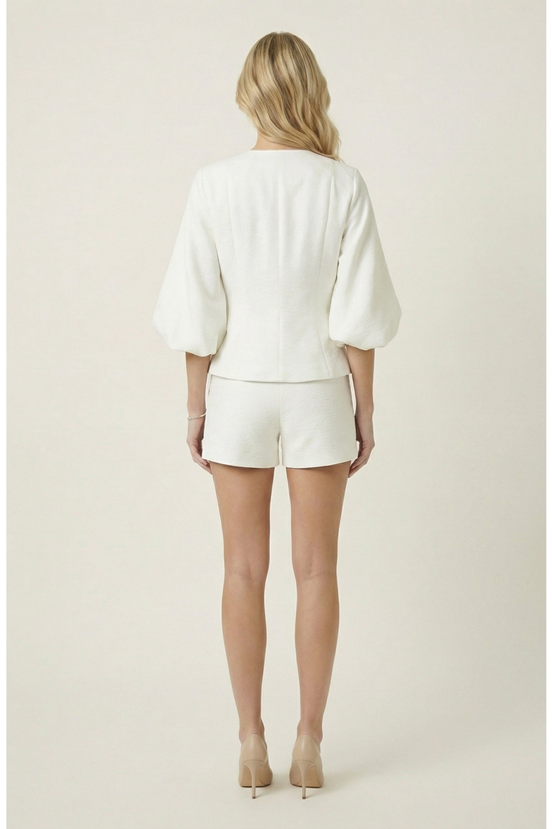 Embellished Puff Sleeve Button Jacket, Alternate, color, Cream