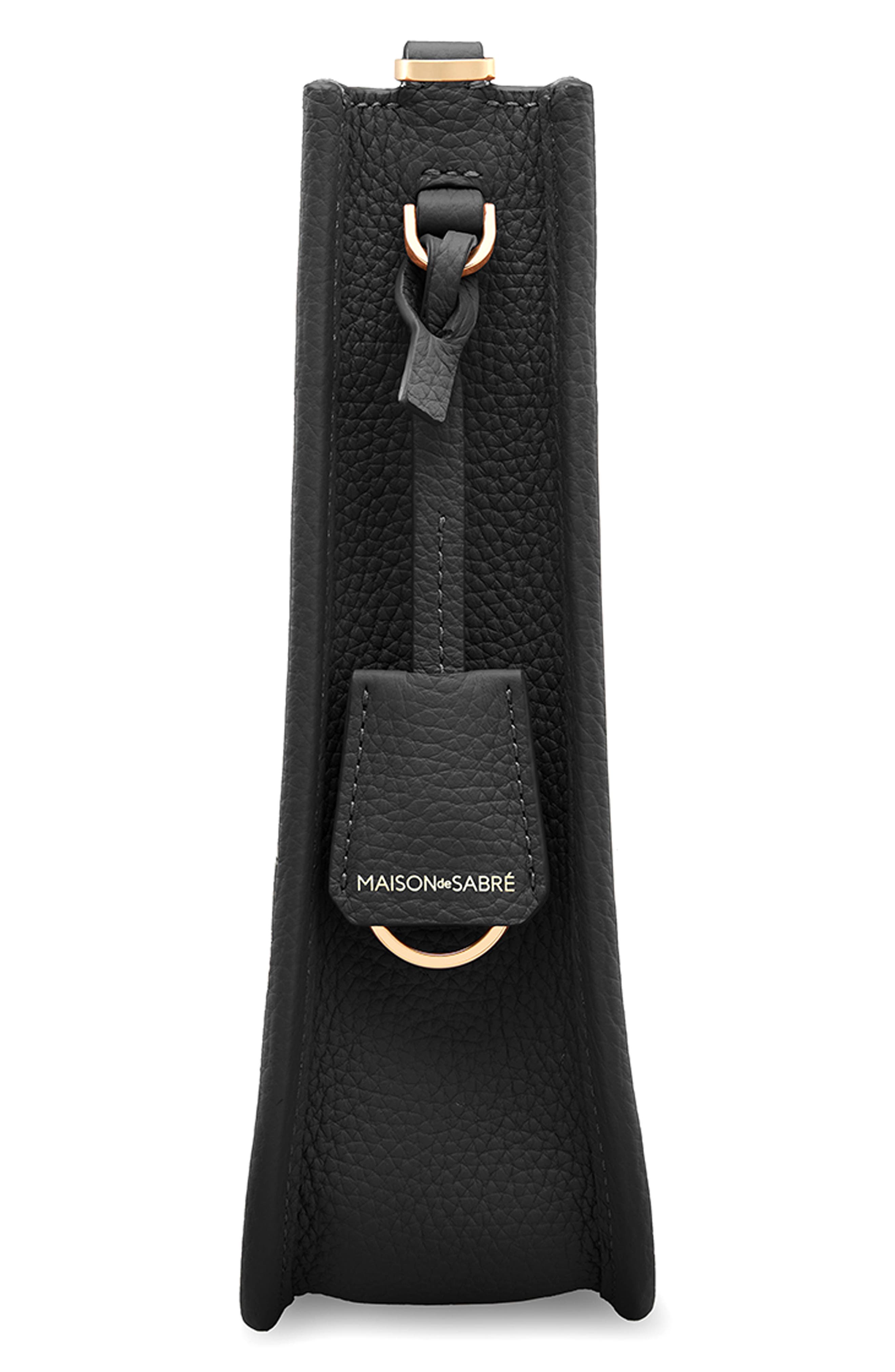MAISON de SABRÉ Leather Mini Saddle Bag, Alternate, color, Black Caviar
