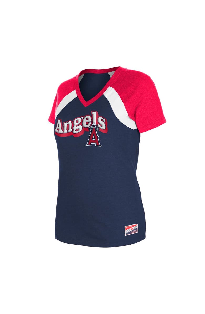 New Era Women's New Era Navy Los Angeles Angels Heathered Raglan V-Neck T-Shirt, Alternate, color, Navy