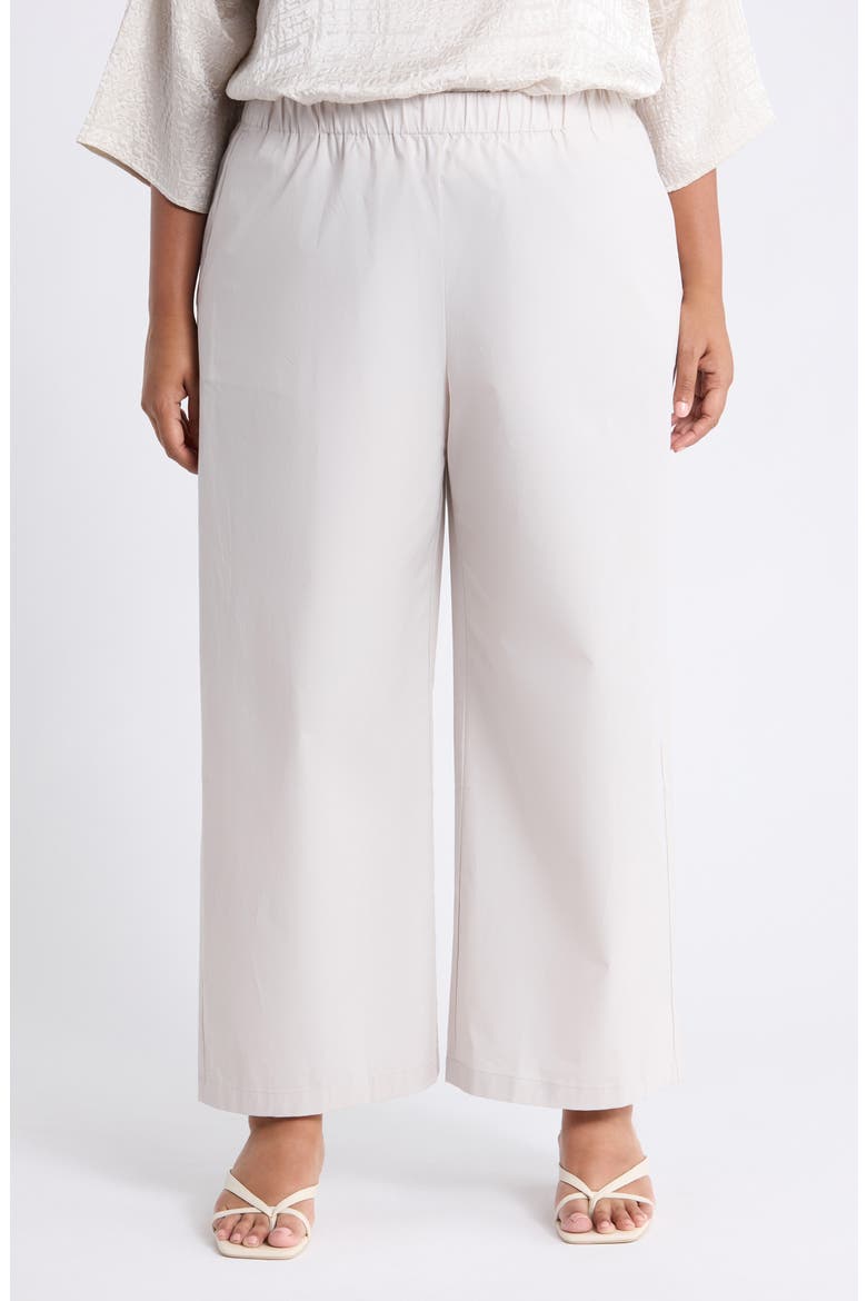 Stretch Cotton Poplin Wide Leg Ankle Pants, Main, color, CHALK