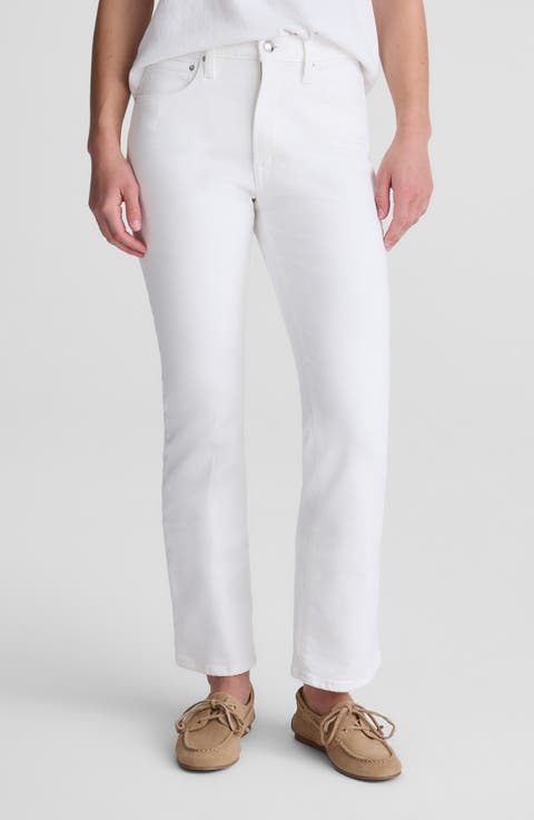 Stretch Flare Crop Jeans (Tile White)