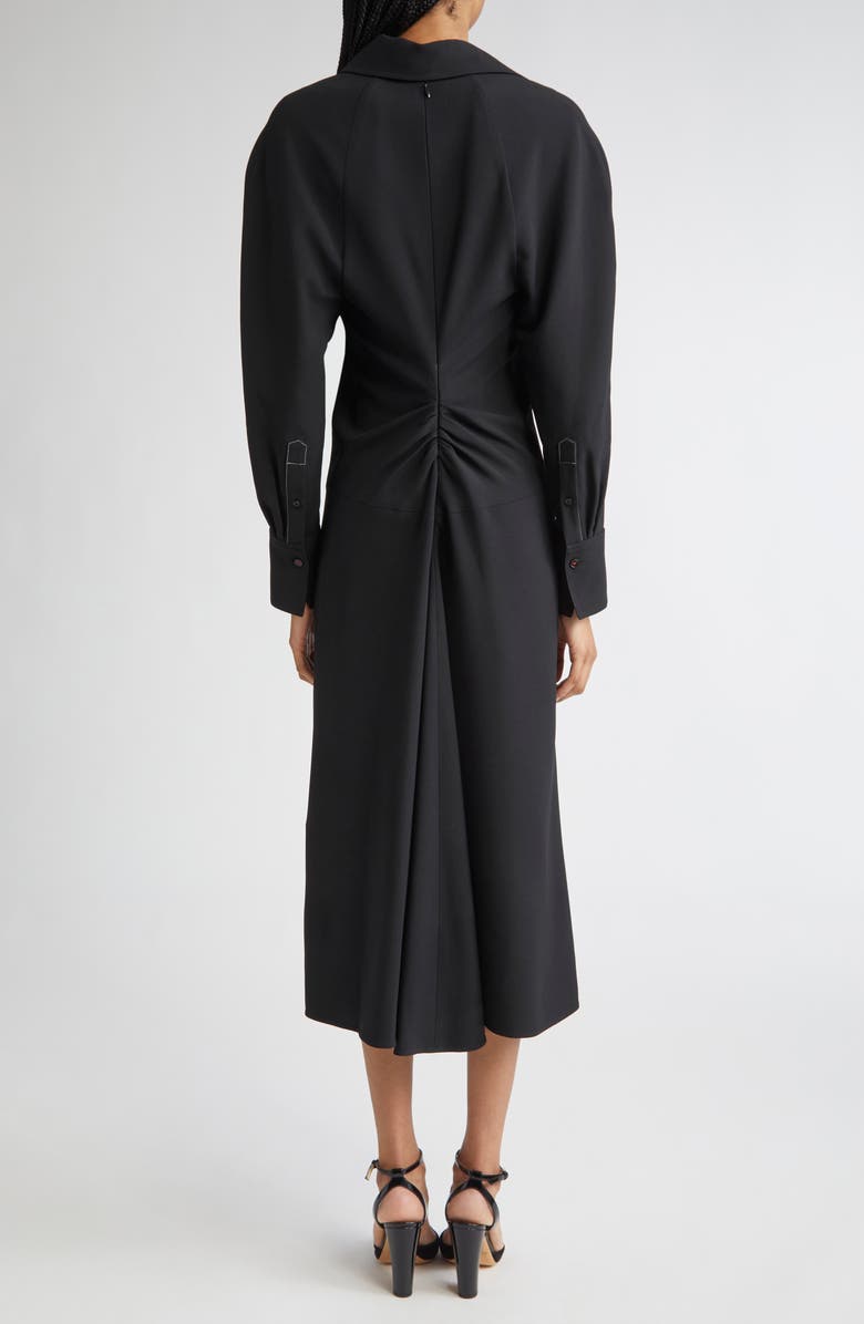 Victoria Beckham Long Sleeve Polo Midi Dress, Alternate, color, Black