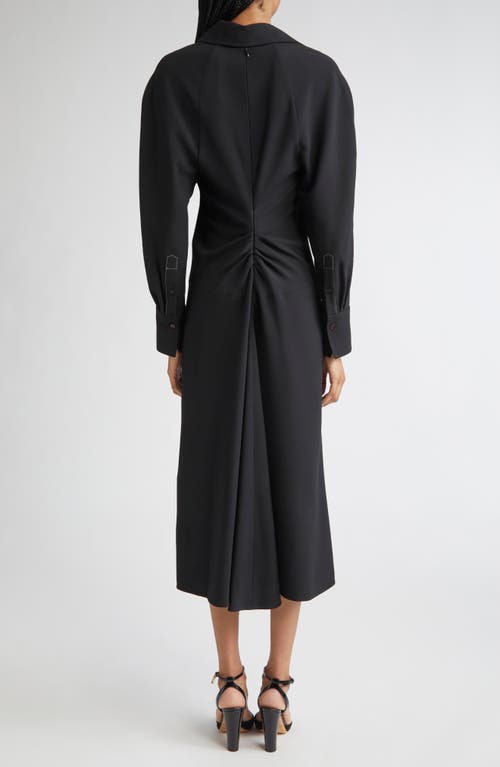 Victoria Beckham Long Sleeve Polo Midi Dress In Animal Print