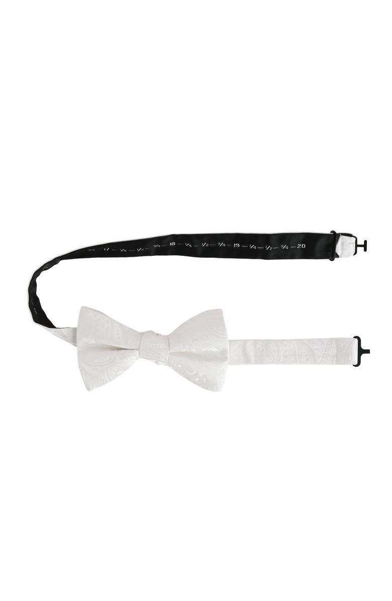 Trafalgar Banbury Tone on Tone Paisley Silk Bow Tie, Alternate, color, White