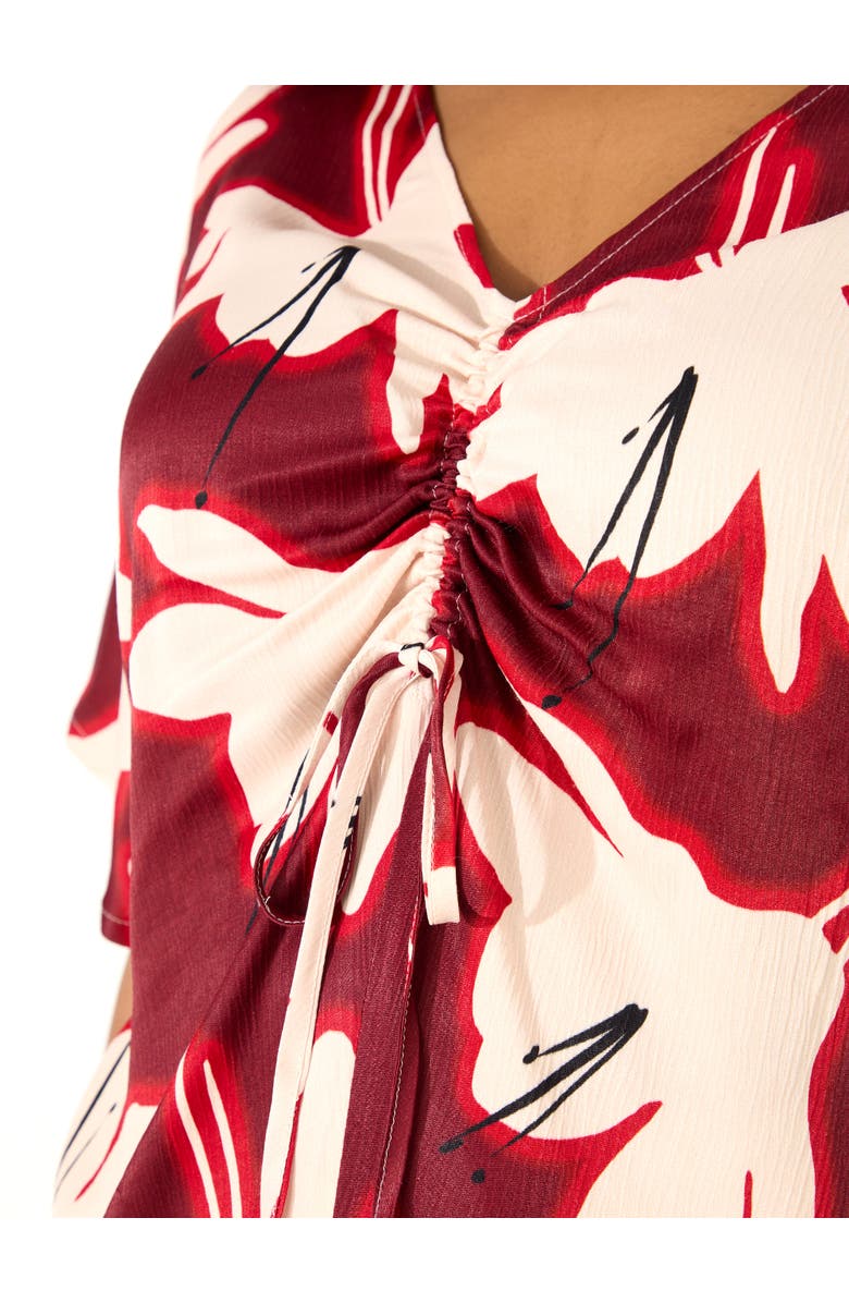 Live Unlimited Floral Print Ruched Front Blouse, Alternate, color, Red Floral